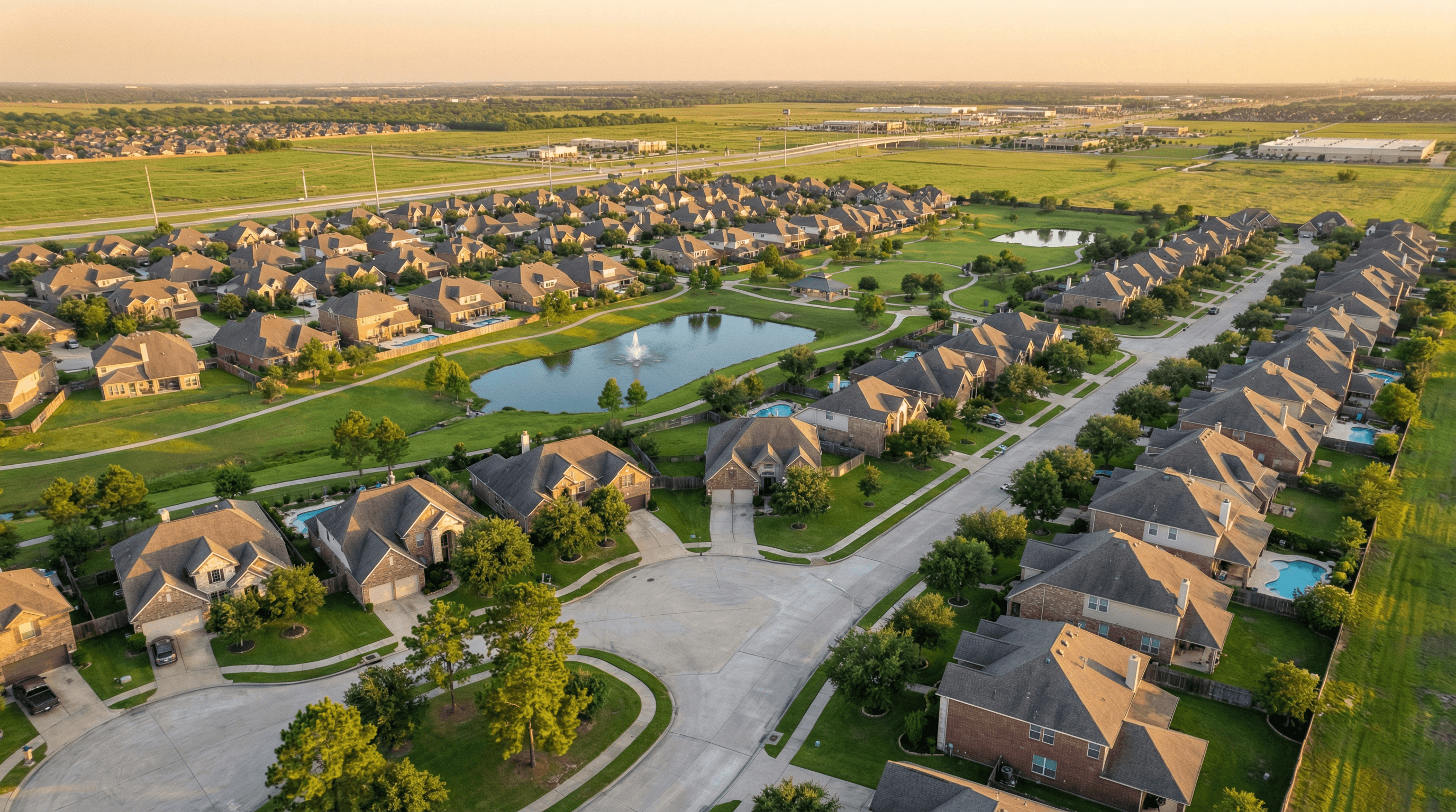 Pearland, TX neighborhood aerial view